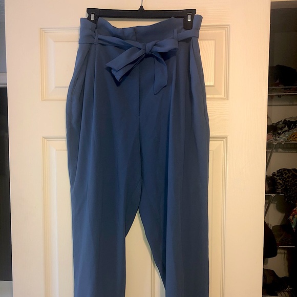 Blue PaperBag Trousers - Picture 1 of 2